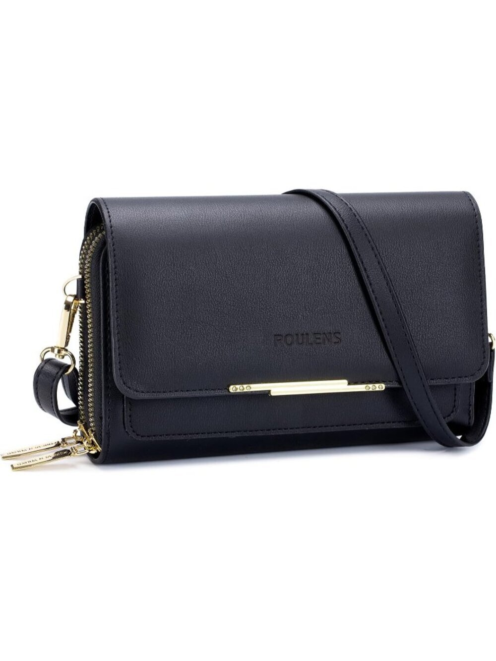 Roulens Women's Black Leather Crossbody Shoulder Handbags with Credit Card Slots